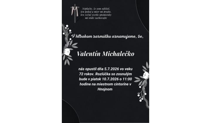 smútočné oznámenie