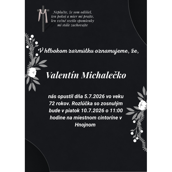 smútočné oznámenie